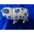 Rye Pottery Sussex Pig Drinking Cup White and Blue Wedding Custom 2002