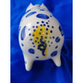 Rye Pottery Sussex Pig Drinking Cup White and Blue Wedding Custom 2002