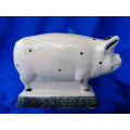 Rye Pottery White Spotted Boar Pig Standing