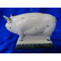 Rye Pottery White Spotted Boar Pig Standing