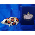 Royal Crown Derby Pig Paperweight - Silver Stopper - Original Box