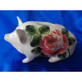 Vintage Griselda Hill Pig Large after Wemyss Ware Piggy Bank Rose Design