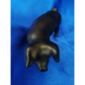 Vintage Royal Dux Bohemia Pig Figurine Mat Black