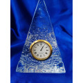 Dartington Crystal Art Glass Pyramid Paperweight Mantle Clock