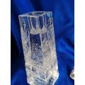 Dartington Crystal Art Glass Pyramid Paperweight Two Candle Holders *