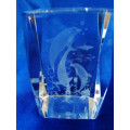 3-D Glass Block with Dolphins