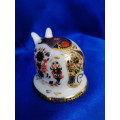 Royal Crown Derby Sitting Piglet  Pig Paperweight - Gold Stopper