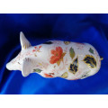 Royal Crown Derby Large Sitting Pig Paperweight - Gold Stopper