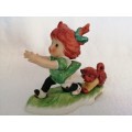 Goebel red head figurine E-E-E-ck NO BOX (girl running from dog)  #