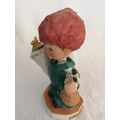 Goebel red head figurine Boy with Flowers, Good News #