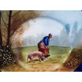 Very Old hand painted Pig Plate