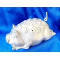 Old Metal Chubby Pig Hatpin Holder #