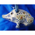 19th Century Desvres French Faience Pig Flower Frog Antique France *