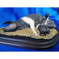 Country Artists Mother Pig and Piglets large Figure on wooden base *