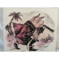 Illustrators original Watercolour Pig pirate 1975 signed
