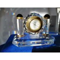 Swarovski - Desk Clock - Swarovski - Watch W/ Swarovski Silver Crystal  *