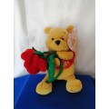 Disney Store Exclusive Winnie The Pooh - Holding a Rose Soft Plush Beanie Toy