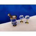 GENUINE Swarovski Crystal MEMORIES CHAMPAGNE BUCKET and FLUTES GOLD PLATED   #