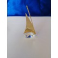 Stunning Crystal Glass & Gold Trim Sailing Boat