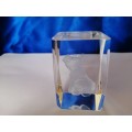 3D Laser Etched Solid Glass Crystal Cube Baby Rhino