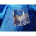 3D Laser Etched Solid Glass Crystal Cube Eagle