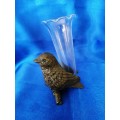 Old Bird with Glass Possi vase #