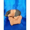 Vintage Large Pottery Pig Sleeping on a Chair