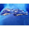 4 x Blue Ceramic Carp or Koi Fish Figures #