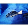 2 x Blue Ceramic Carp or Koi Fish Figures #