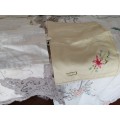 Exquisite Vintage Embroidered Cross Stich and Crochet Large Tablecloths