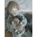 Lladro Porcelain Boy Sleeping with Dogs `Sweet Dreams` 1535
