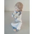 NAO by Lladro figurine, `Girl with Pigtails and Baby Doll` #5102