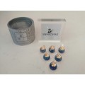 Swarovski Crystal Set of 6 Place Card Holders Bermuda  Blue Color #