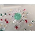 Lovely Swarovski Crystal Clear Green Marguerite Daisy Flower with small daisies  #