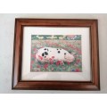 Stunning Pigs in Bloom Print `Poppy` #