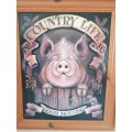 Large Pig Hog Counttry Life Print on Board Framed #