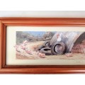 Large Pig and piglets John hayson print ` The Olympigs ` framed #