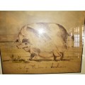 Antique Watercolour of Large Pig pre c1900 #