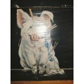 Cute Pig Print on a wooden frame #