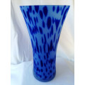 Stunning Blue and White glass Vase