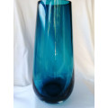 Stunning Heavy Aqua Blue glass Vase