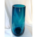 Stunning Heavy Aqua Blue glass Vase