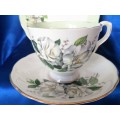 Vintage Royal Stafford English China Trio Tea Cup Saucer Plate  HARLEQUIN ROSES