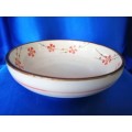 Glazed Pottery Bowl with Orange Flowers #