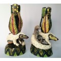 Ardmore Stunning Pair of Pangolin and Monkey Candle Holders Superb Detail #
