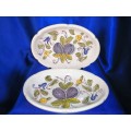 Two Hand Painted Oval Dishes Colari A Mano