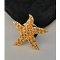 Swarovski Goldtone Starfish Lapel Tack Pin Orange Tobaz Crystals RETIRED #