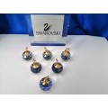 Swarovski Crystal Set of 6 Place Card Holders Bermuda  Blue Color #