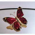 Beautiful Vintage Multi Color Enamel Butterfly Brooch #