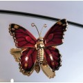 Beautiful Vintage Multi Color Enamel Butterfly Brooch #